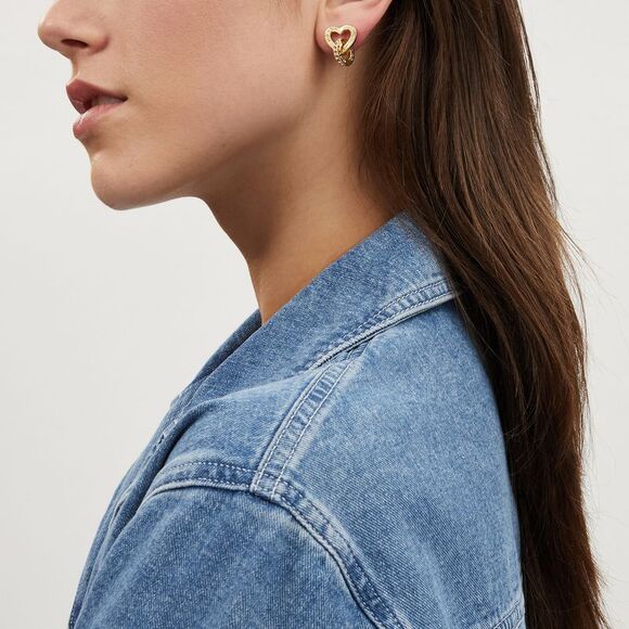 NWT Coach Outlet Interlocking Open Circle Heart Earrings - Picture 2 of 3